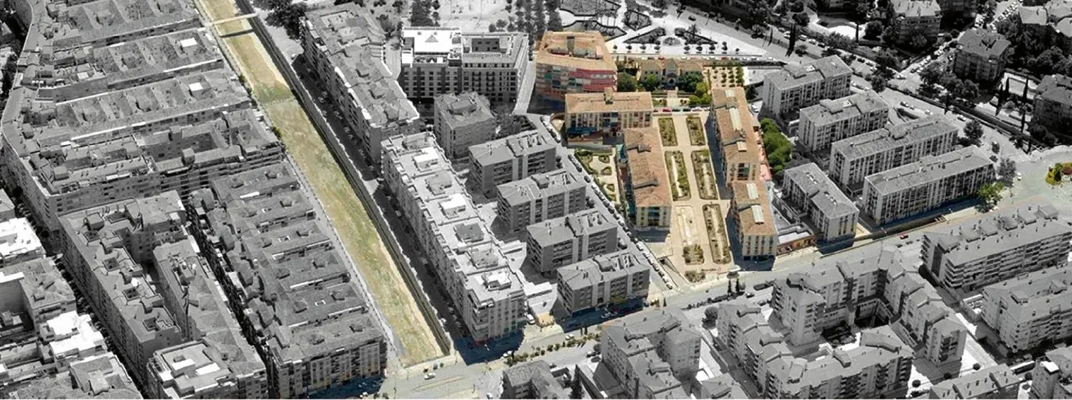 Estación Alcázar del Genil: implantación urbana y relación con el eje del Genil