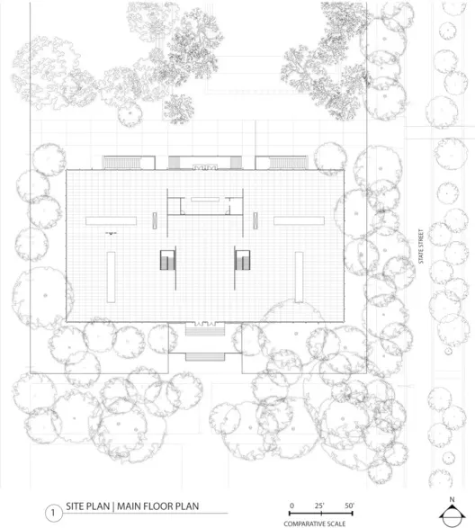 Crown Hall ITT – Planta estructural Crown Hall ITT planta estructural mostrando vigas y tirantes