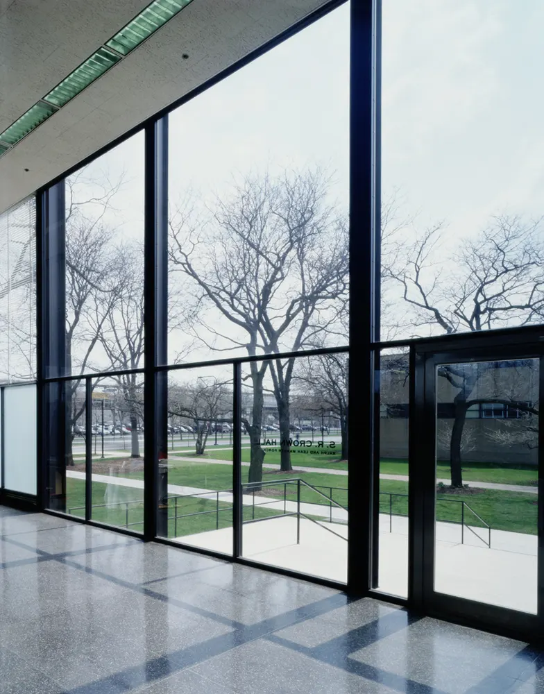 Crown Hall ITT – Perspectiva lateral Crown Hall ITT perspectiva lateral con arbolado