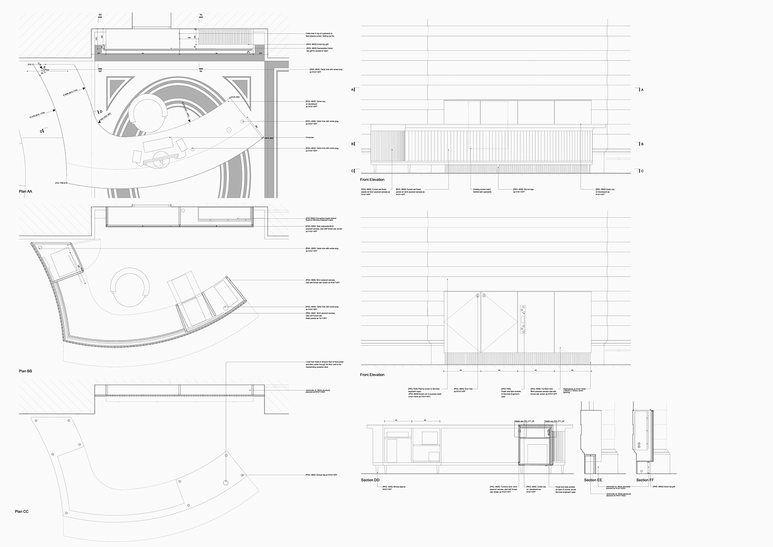 Detalles constructivos y mobiliario Tate Britain – lámina con detalles constructivos y mobiliario fijo