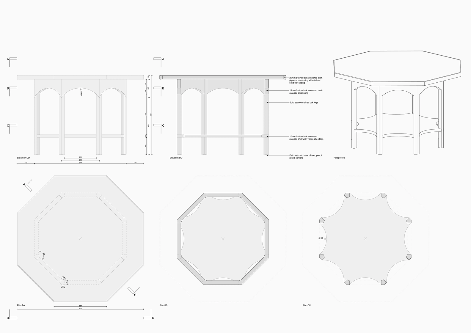Planos técnicos – piezas especiales Tate Britain – planos técnicos adicionales y piezas especiales