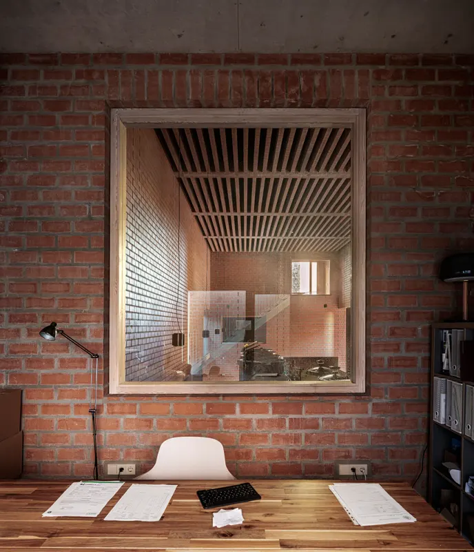 Sala de catas Clos Pachem HArquitectes – sala de catas con techo de madera